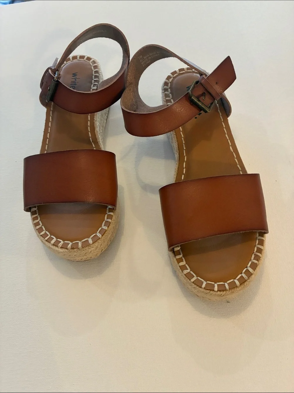 Brown Minimalist Vegan  2.5” Heel Espadrille Sandals Size 7